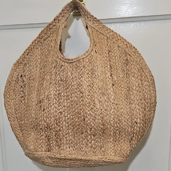 Natural Woven Tote with Black Embroidery - Picture 3 of 7